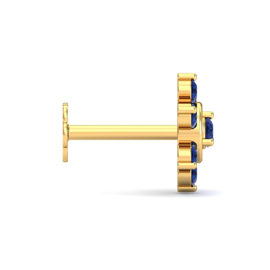 KuberBox 18K Yellow Gold Regina Sapphire Nose Stud