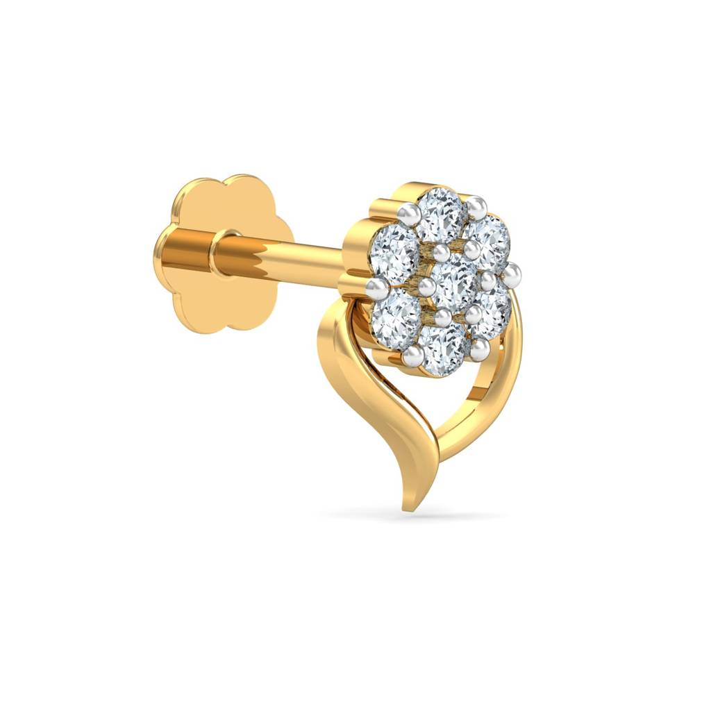 KuberBox 18K Yellow Gold Rima Cluster Nose Stud