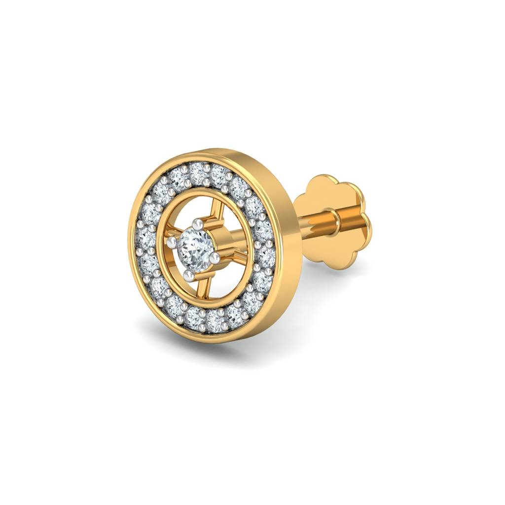 KuberBox 18K Yellow Gold Debra Round Nose Stud