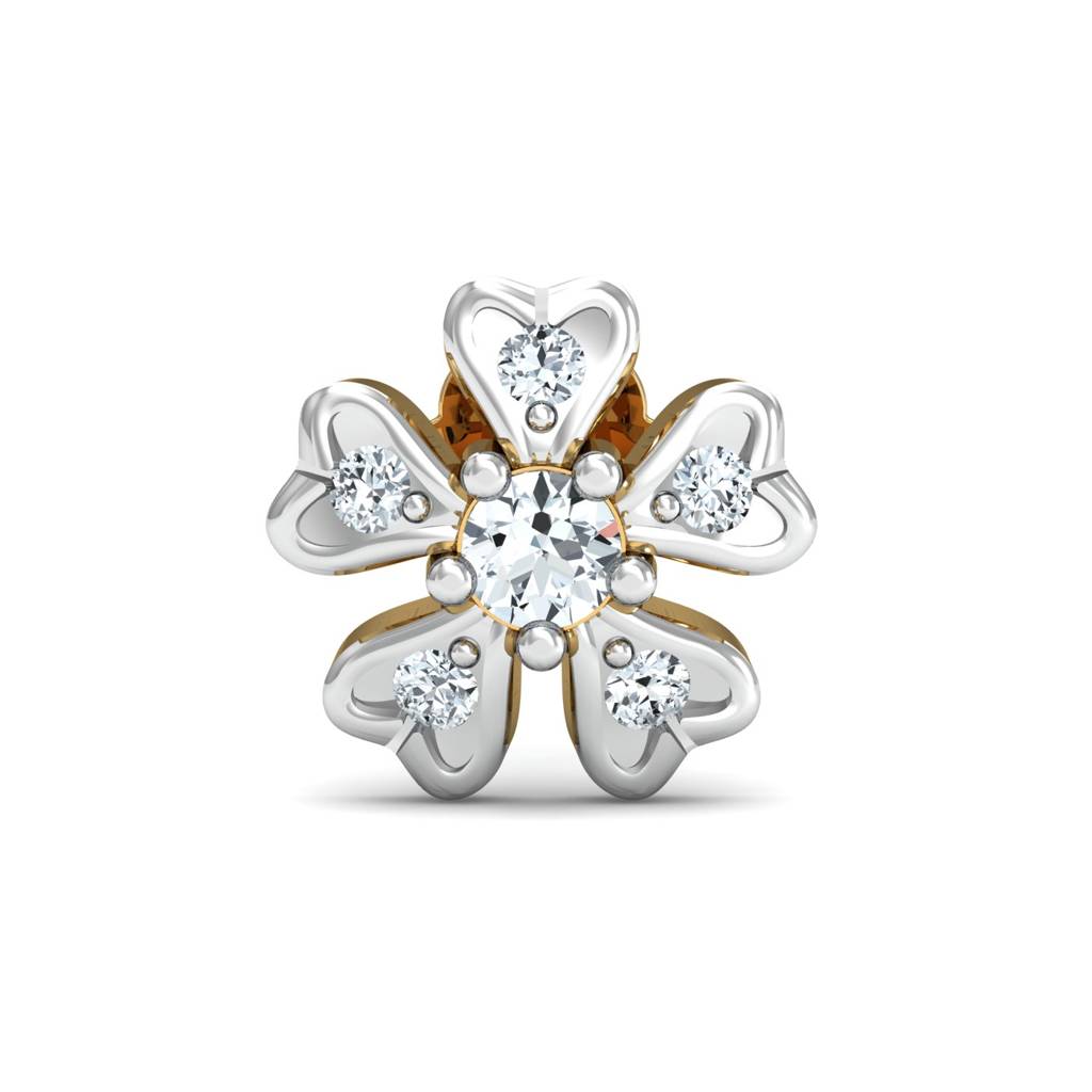 KuberBox 18K Yellow Gold Cinquefoil Diamond Nose Stud