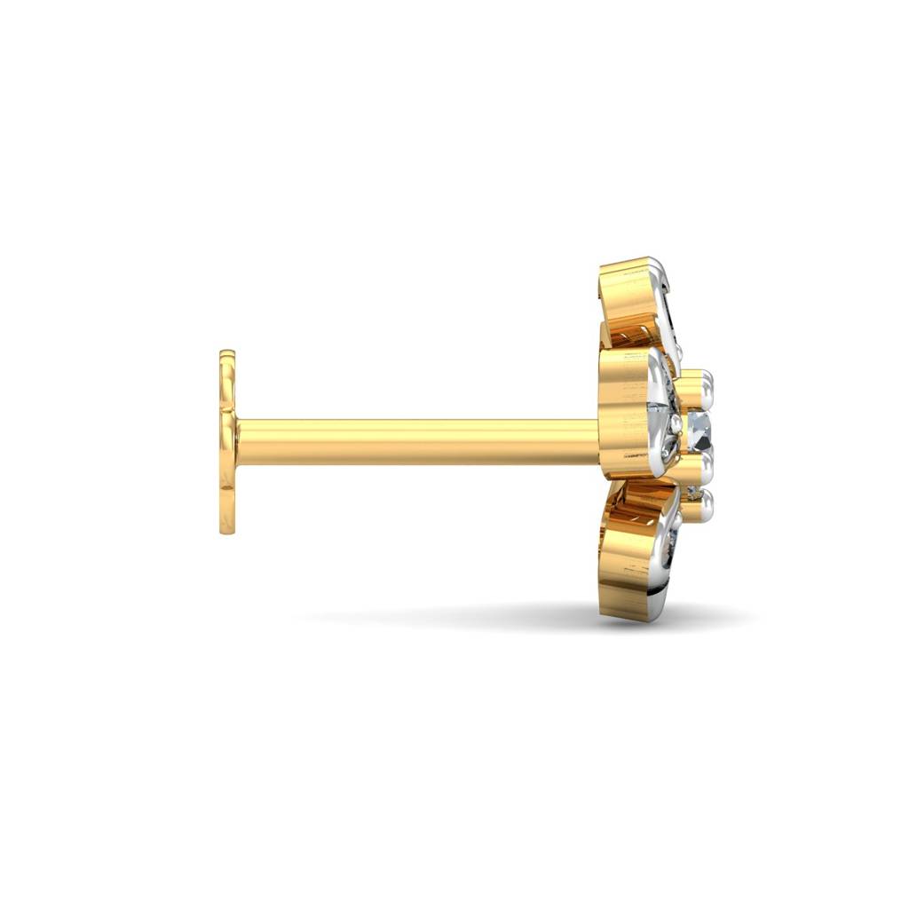 KuberBox 18K Yellow Gold Cinquefoil Diamond Nose Stud