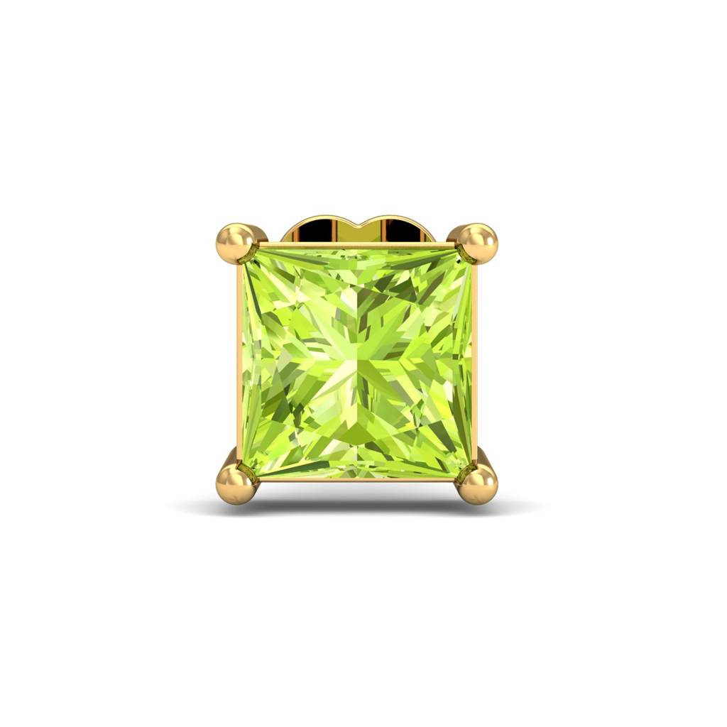 KuberBox 18K Yellow Gold Tiny Square Peridot Nose Stud