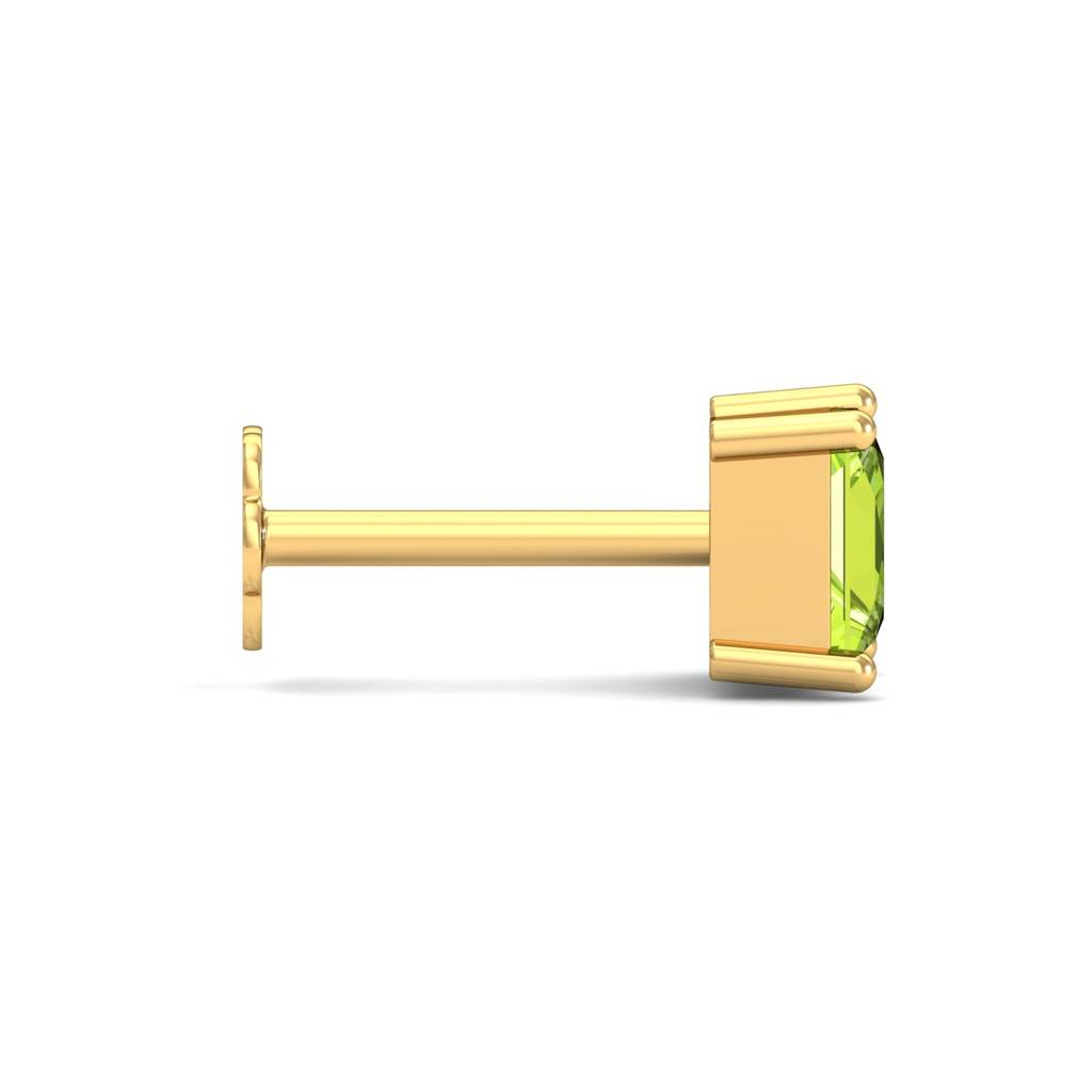 KuberBox 18K Yellow Gold Tiny Square Peridot Nose Stud