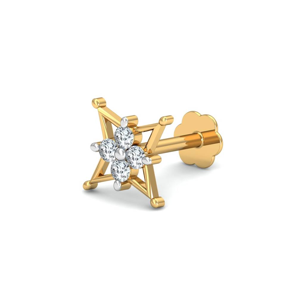 KuberBox 18K Yellow Gold Adalee Stud Nose Stud
