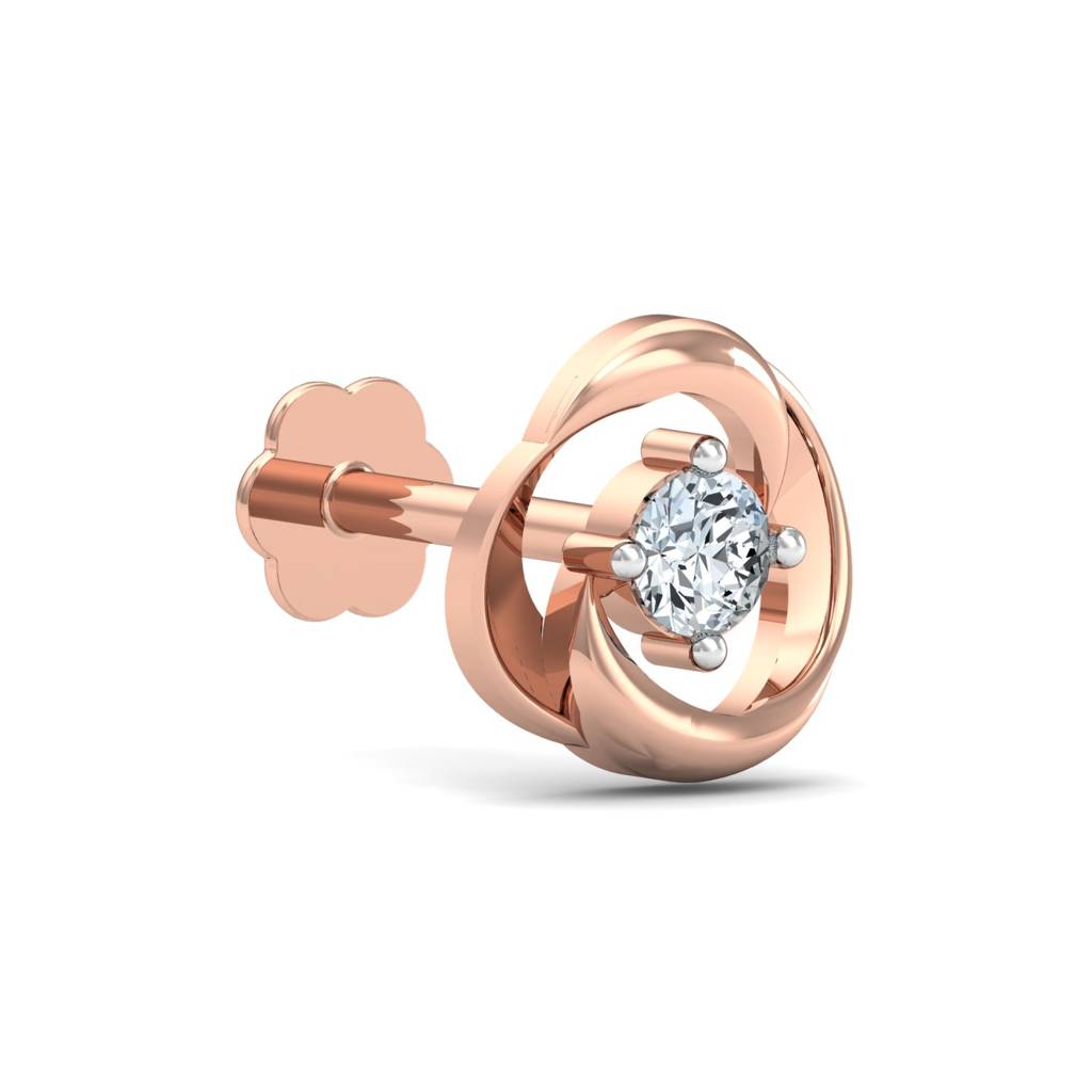 KuberBox 18K Rose Gold Aislinn Solitaire Studs