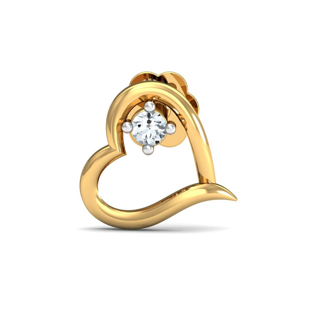 KuberBox 18K Yellow Gold Keily Heart Nose Stud