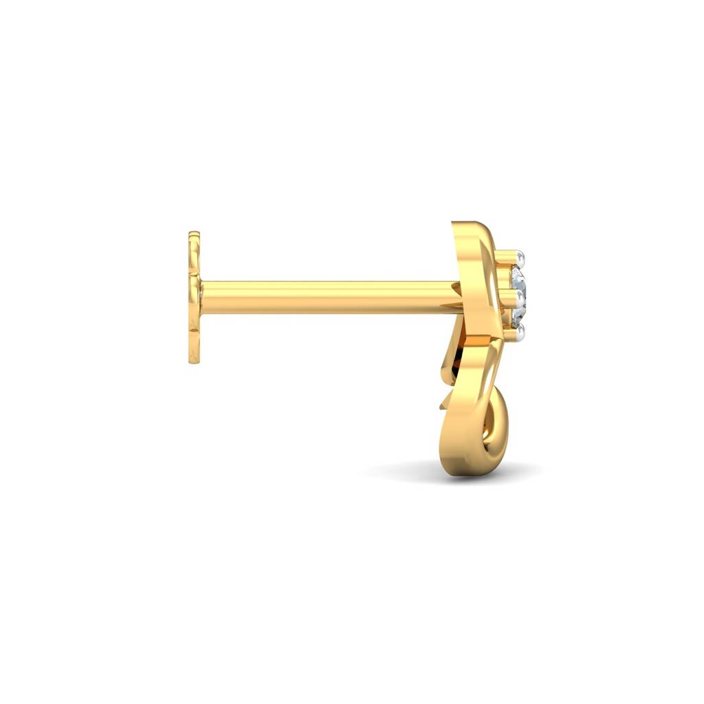 KuberBox 18K Yellow Gold Keily Heart Nose Stud