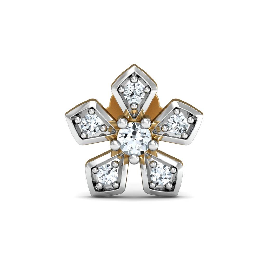 KuberBox 18K Yellow Gold Blooming Floral Nose Stud