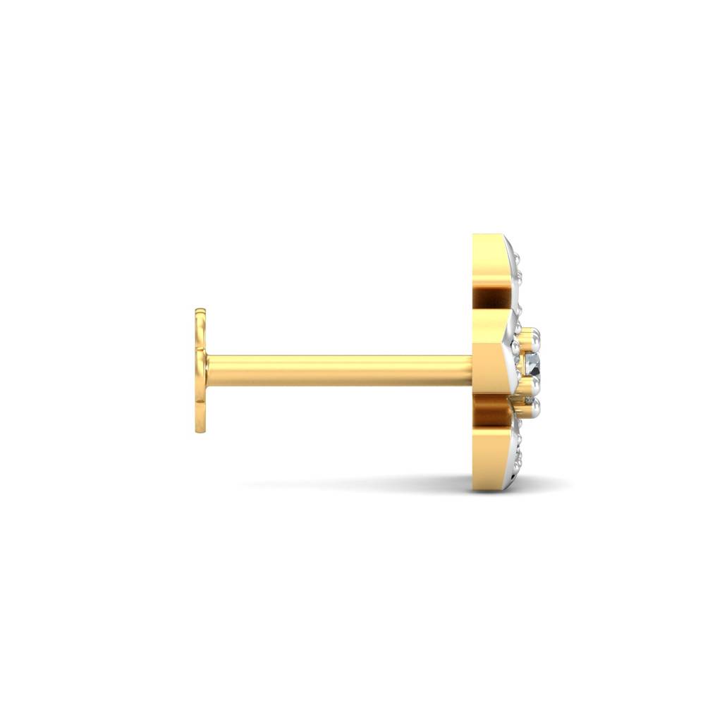 KuberBox 18K Yellow Gold Blooming Floral Nose Stud