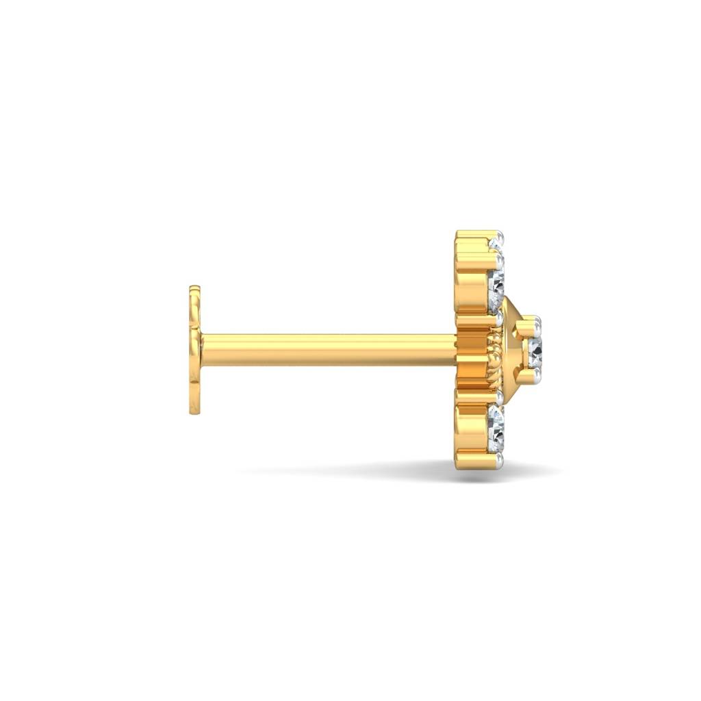 KuberBox 18K Yellow Gold Garnished Square Nose Stud
