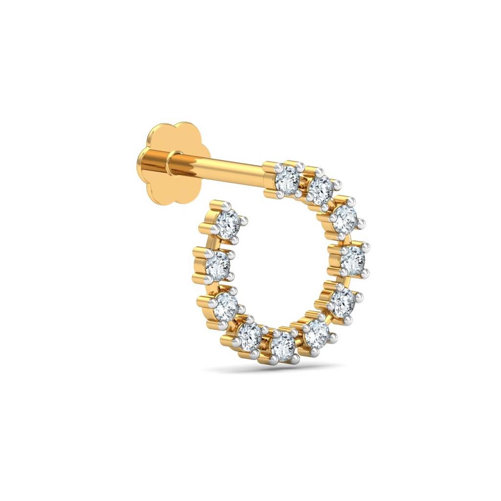 KuberBox 18K Yellow Gold Aureole Nose Stud