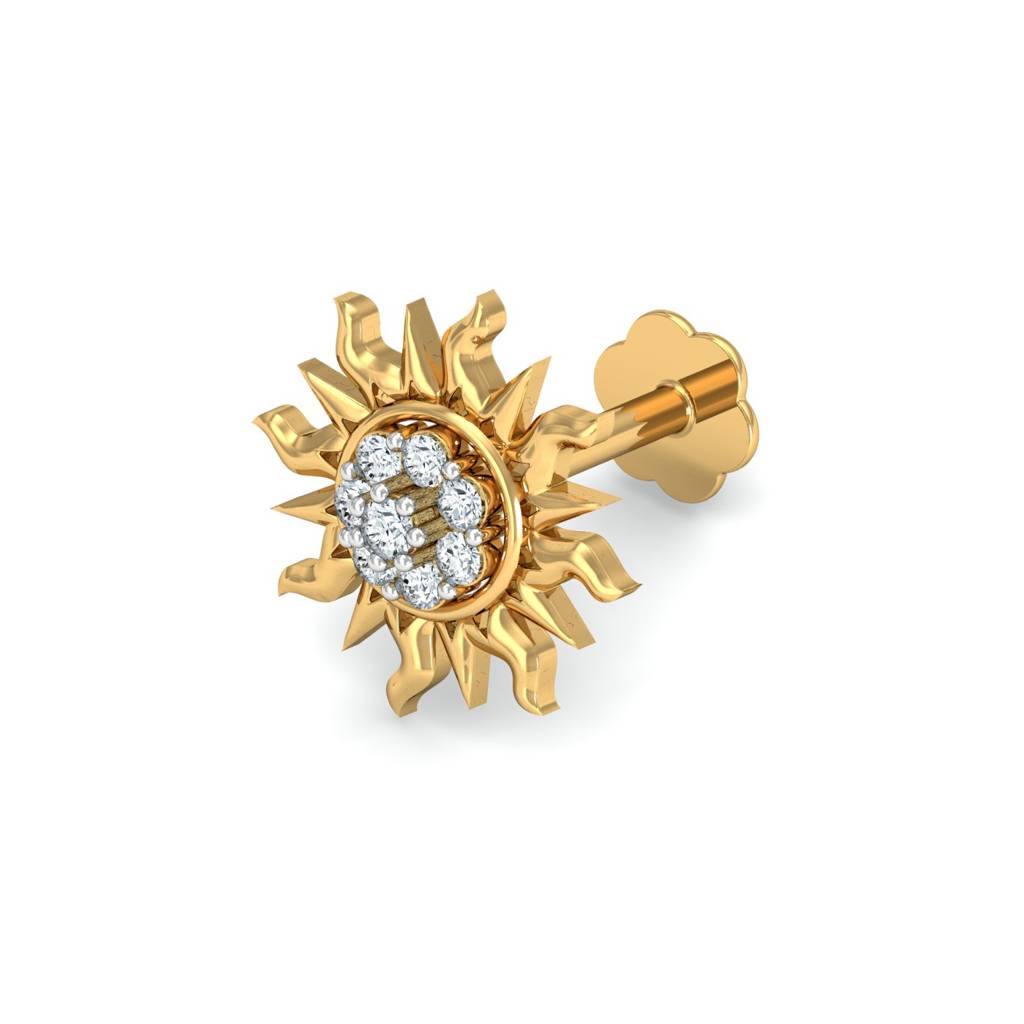 KuberBox 18K Yellow Gold Sunshine Nose Stud