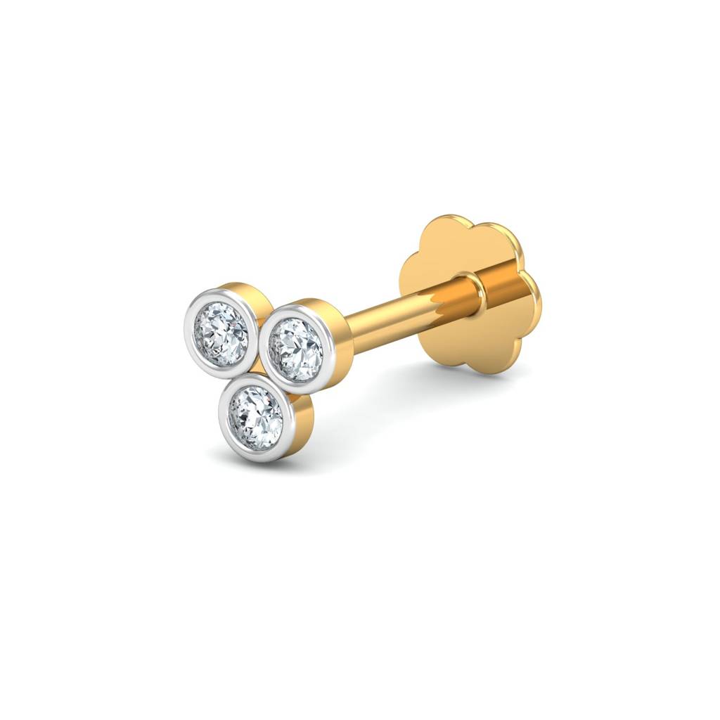 KuberBox 18K Yellow Gold Triple-Circular Nose Stud