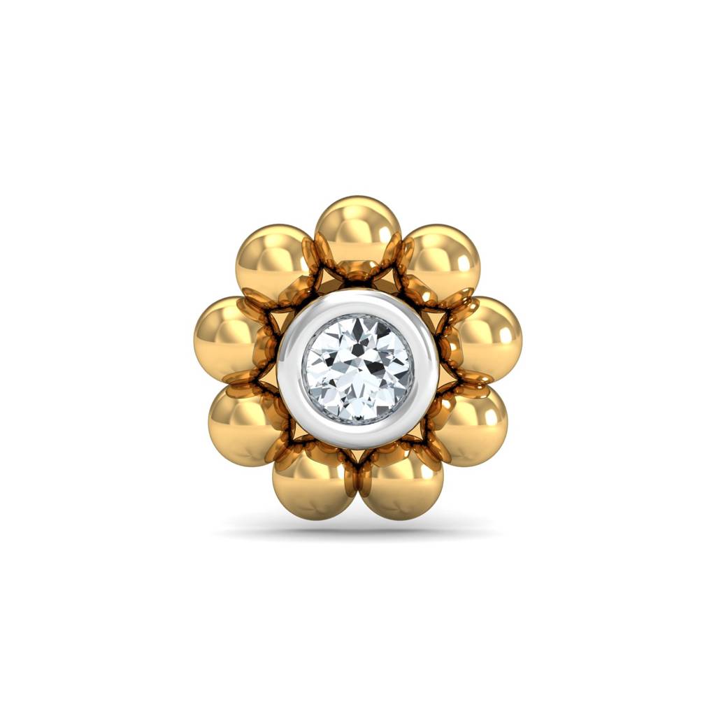 KuberBox 18K Yellow Gold Aureate Beads Nose Stud