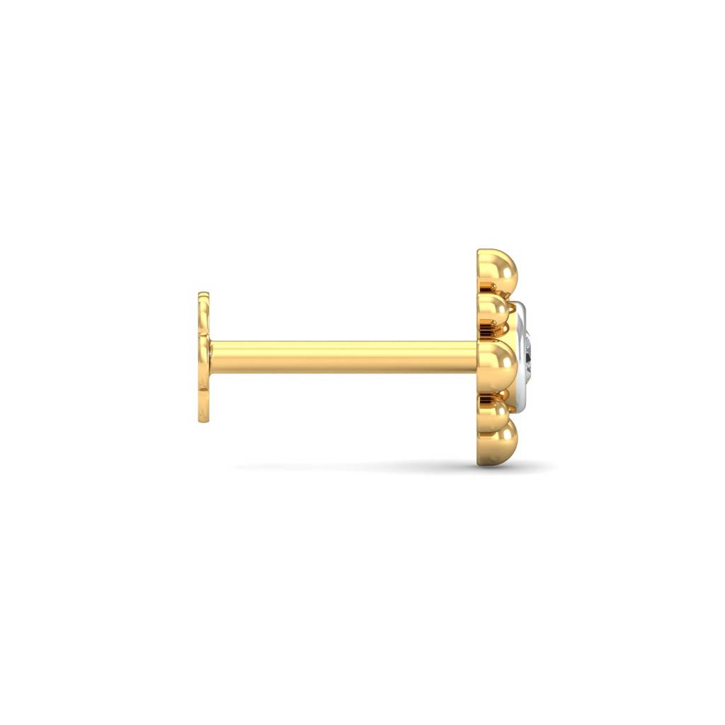 KuberBox 18K Yellow Gold Beaded  Nose Stud