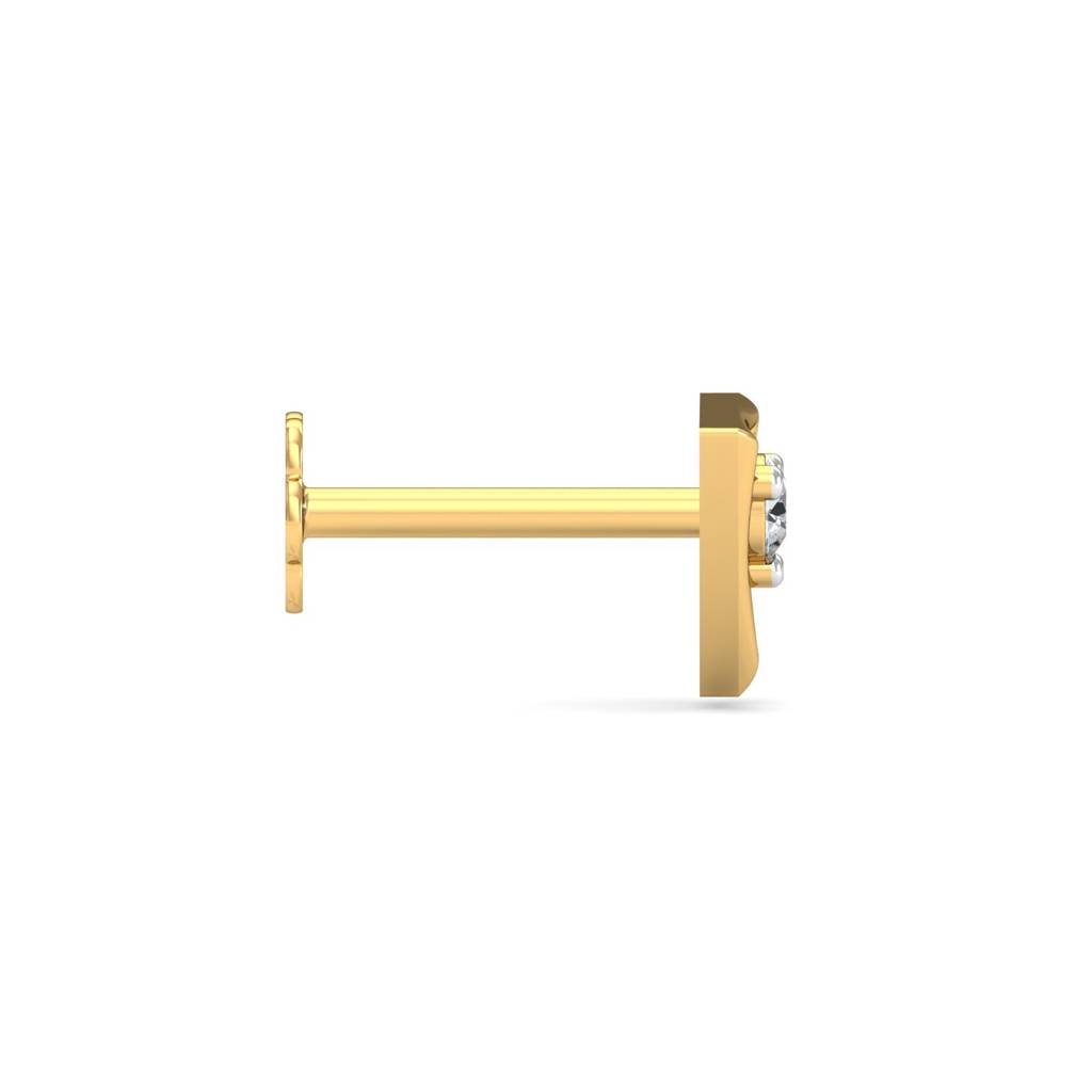 KuberBox 18K Yellow Gold Trikona Nose Stud