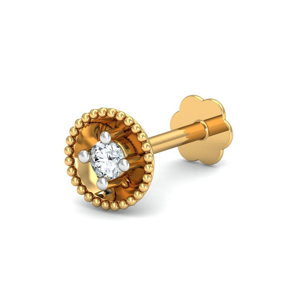 KuberBox 18K Yellow Gold Diamond Hemisphere Nose Stud