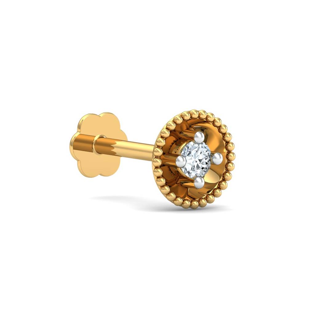 KuberBox 18K Yellow Gold Diamond Hemisphere Nose Stud