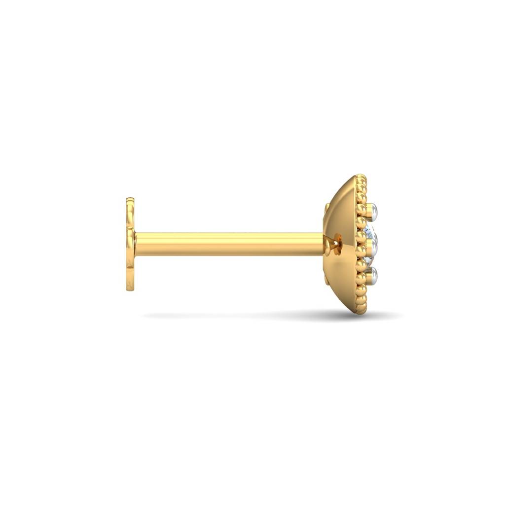 KuberBox 18K Yellow Gold Diamond Hemisphere Nose Stud