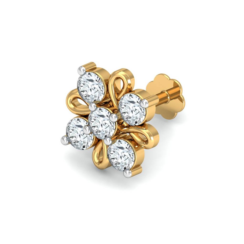 KuberBox 18K Yellow Gold Radial Studded Nose Stud