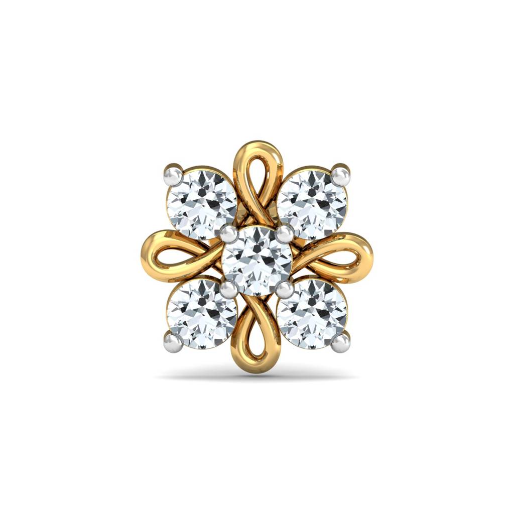 KuberBox 18K Yellow Gold Radial Studded Nose Stud