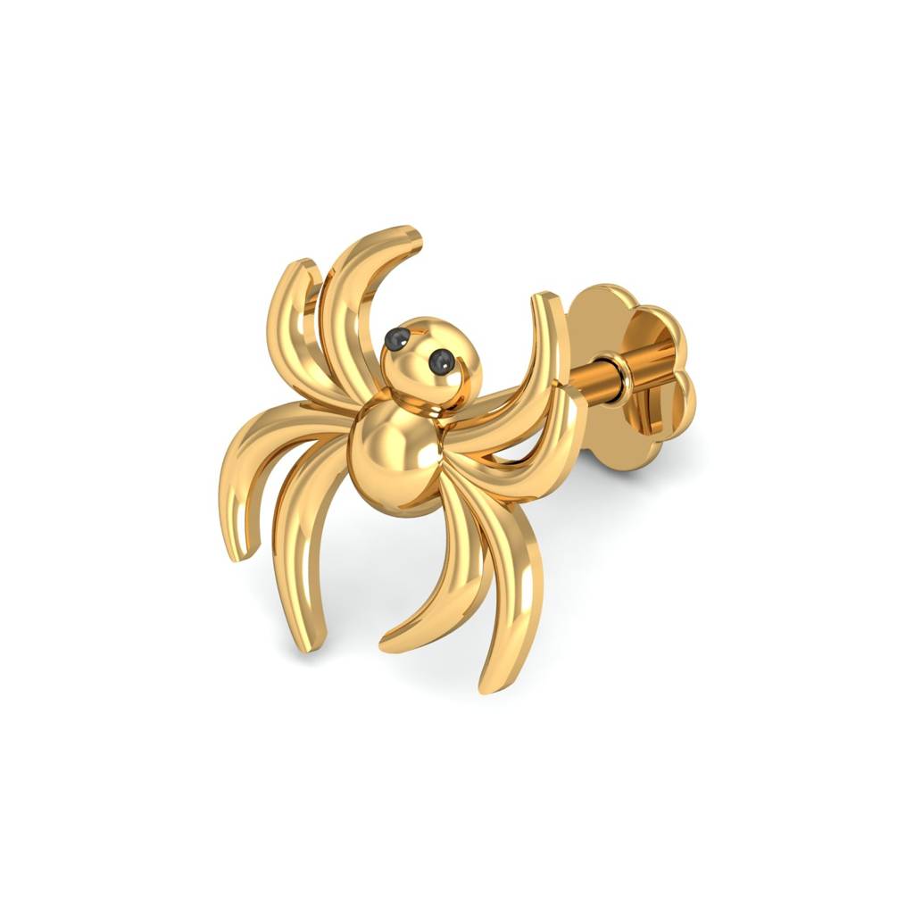 KuberBox 18K Yellow Gold Spider Gold Nose Stud