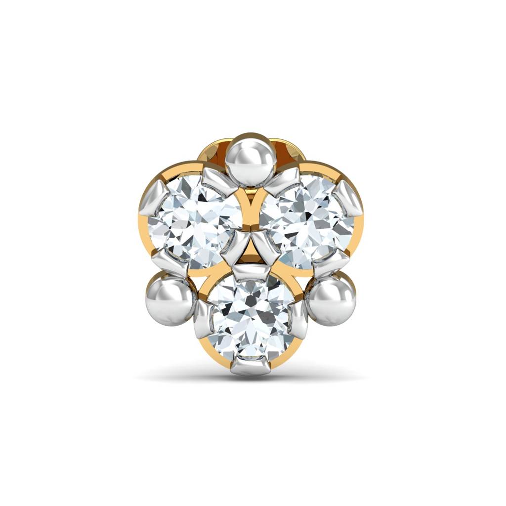 KuberBox 18K Yellow Gold Ailani 3-Diamond Nose Stud