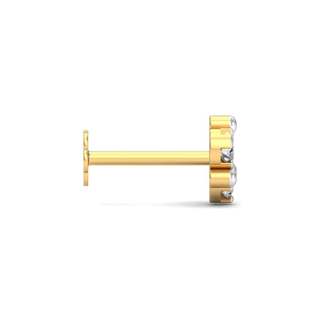 KuberBox 18K Yellow Gold Ailani 3-Diamond Nose Stud