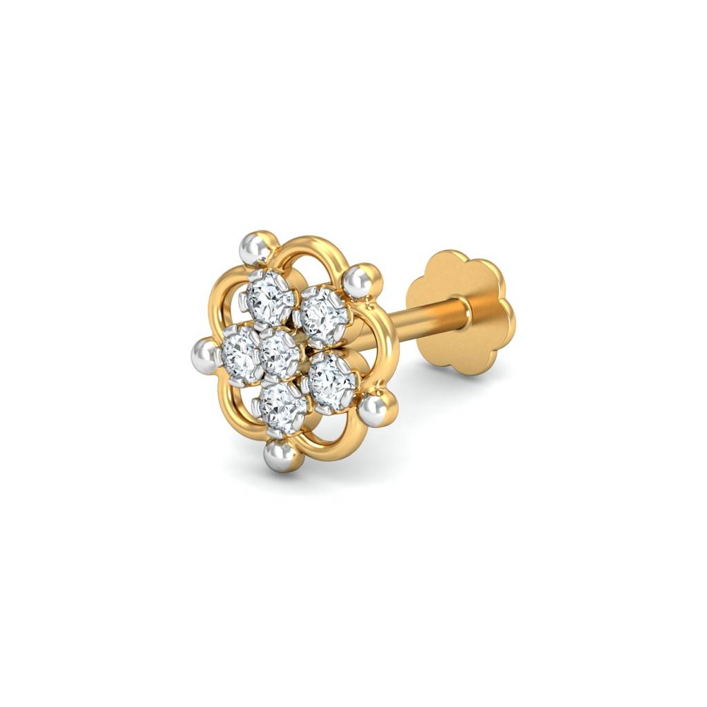 KuberBox 18K Yellow Gold Haisley Diamond Nose Stud