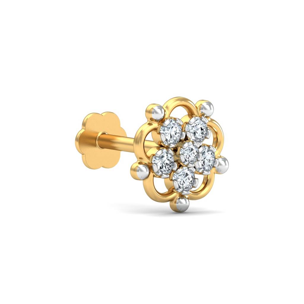 KuberBox 18K Yellow Gold Haisley Diamond Nose Stud