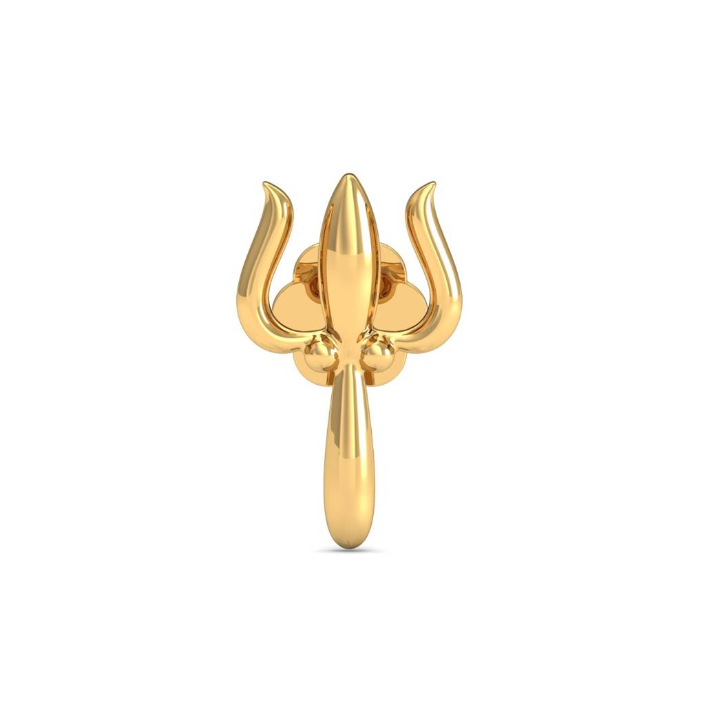 KuberBox 18K Yellow Gold Trident Gold Nose Stud