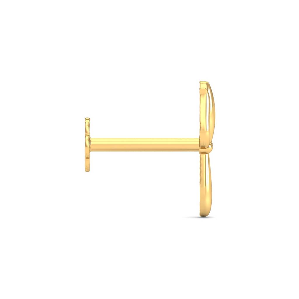 KuberBox 18K Yellow Gold Trident Gold Nose Stud