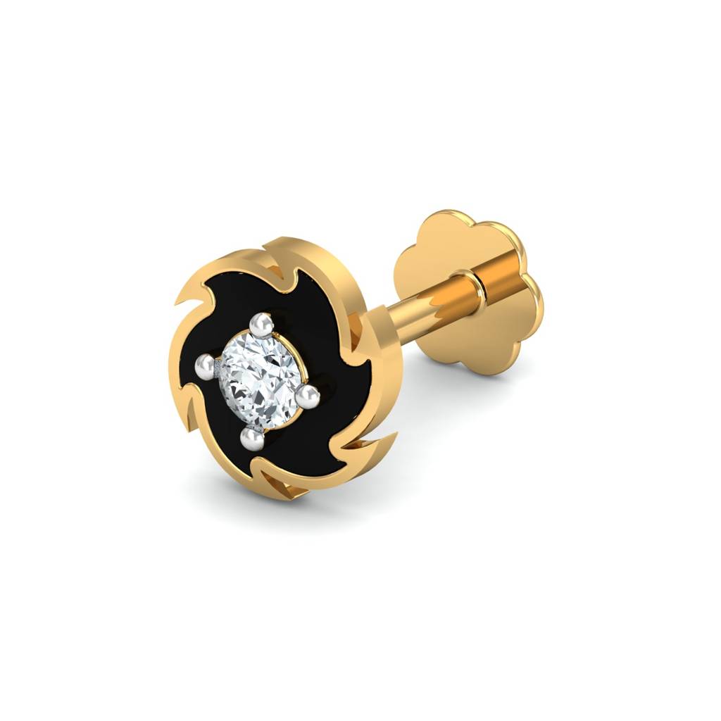 KuberBox 18K Yellow Gold Spinning Disc Nose Stud