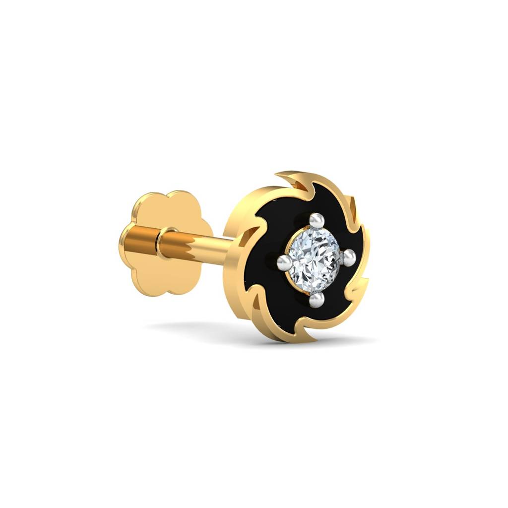 KuberBox 18K Yellow Gold Spinning Disc Nose Stud