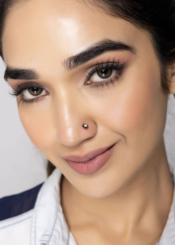 KuberBox 18K Yellow Gold Spinning Disc Nose Stud