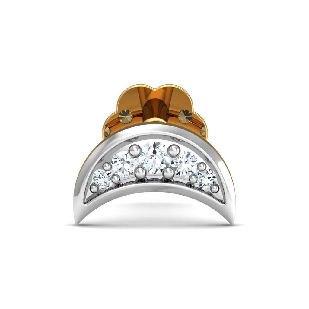 KuberBox 18K Yellow Gold Crescent Studded Nose Stud