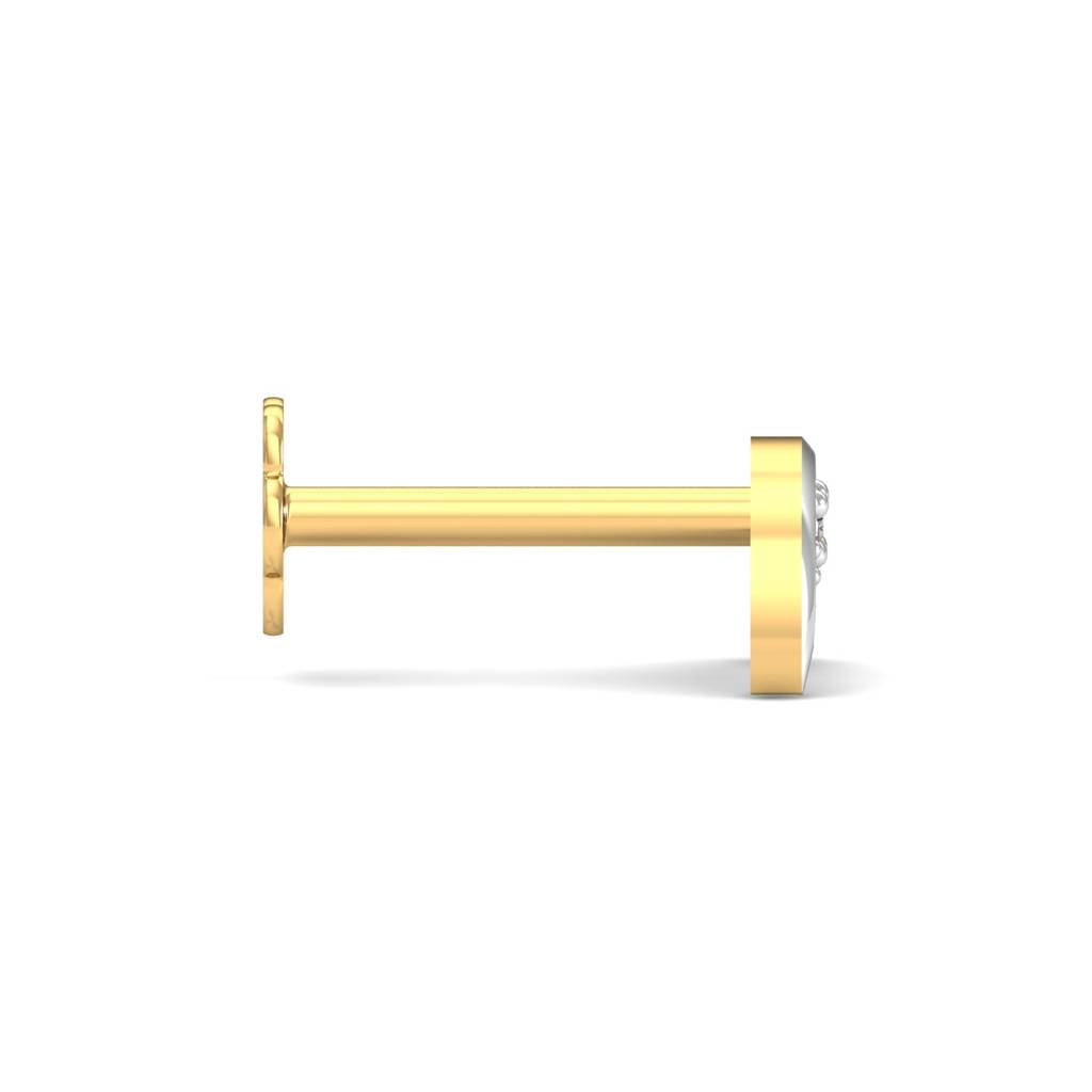 KuberBox 18K Yellow Gold Crescent Studded Nose Stud