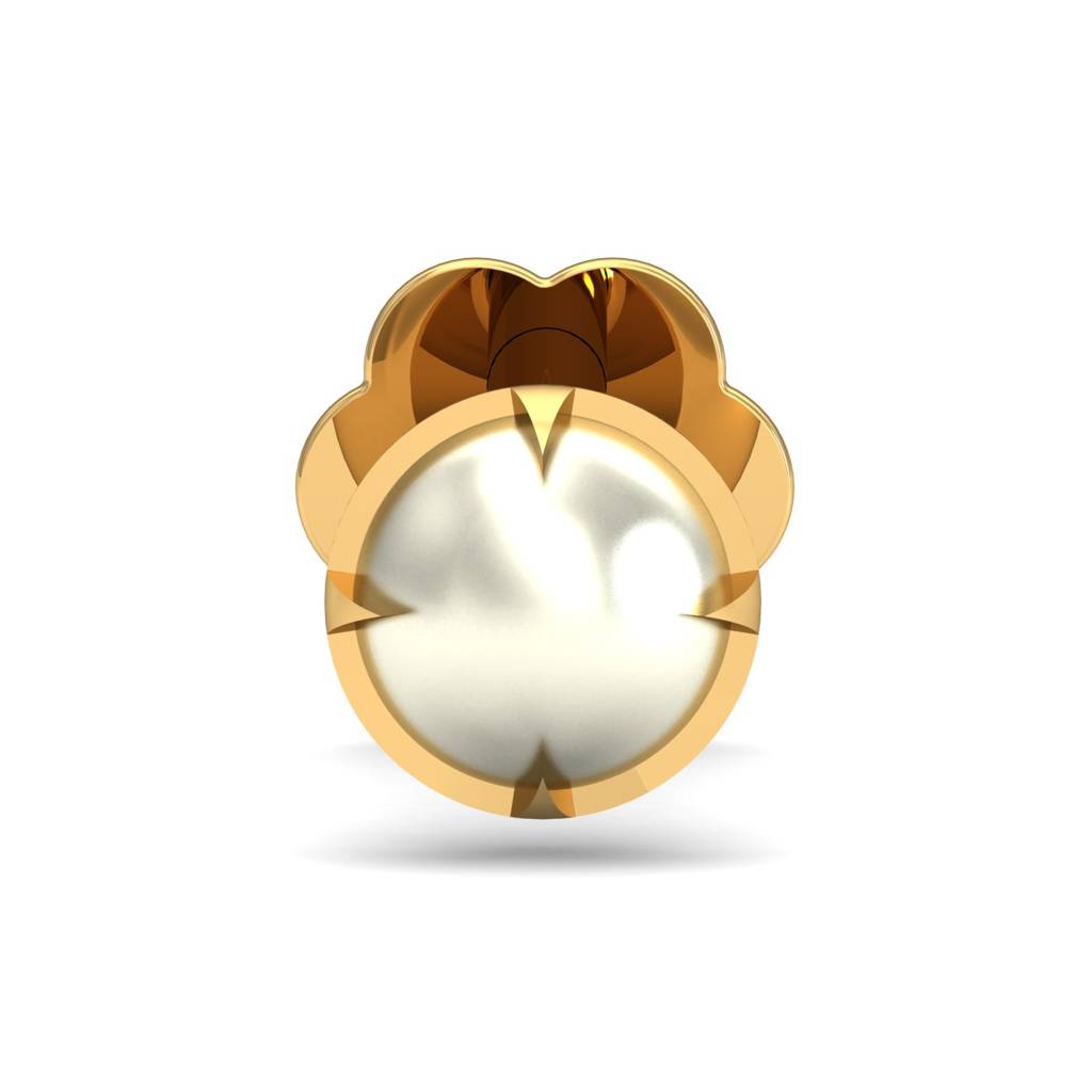 KuberBox 18K Yellow Gold Ashen 3 mm Round Pearl Nose Stud