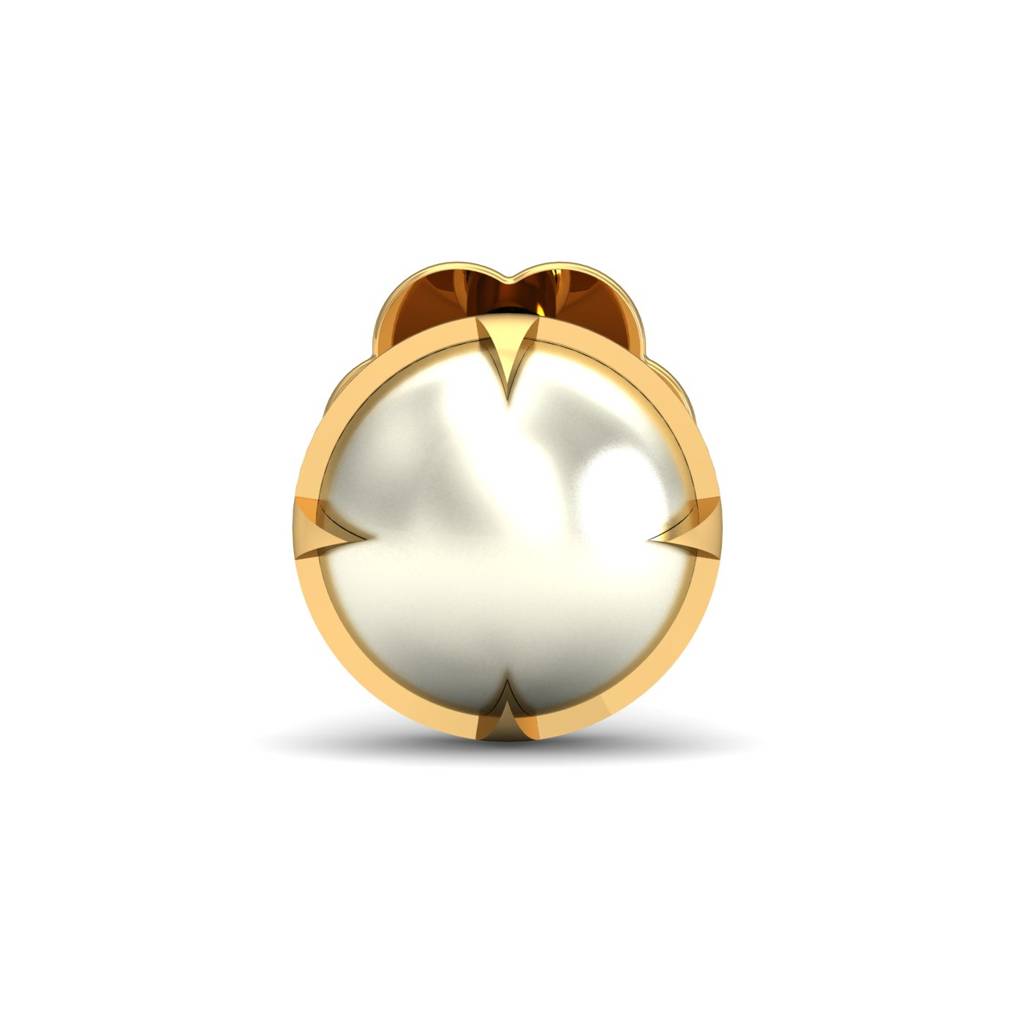 KuberBox 18K Yellow Gold Ashen 4 mm Round Pearl Nose Stud