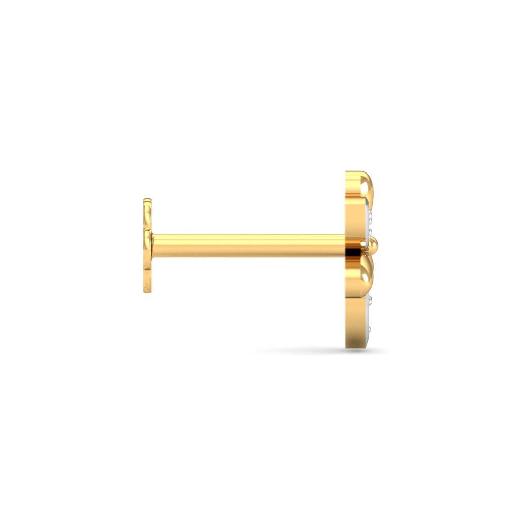 KuberBox 18K Yellow Gold Sepals Diamond Nose Stud