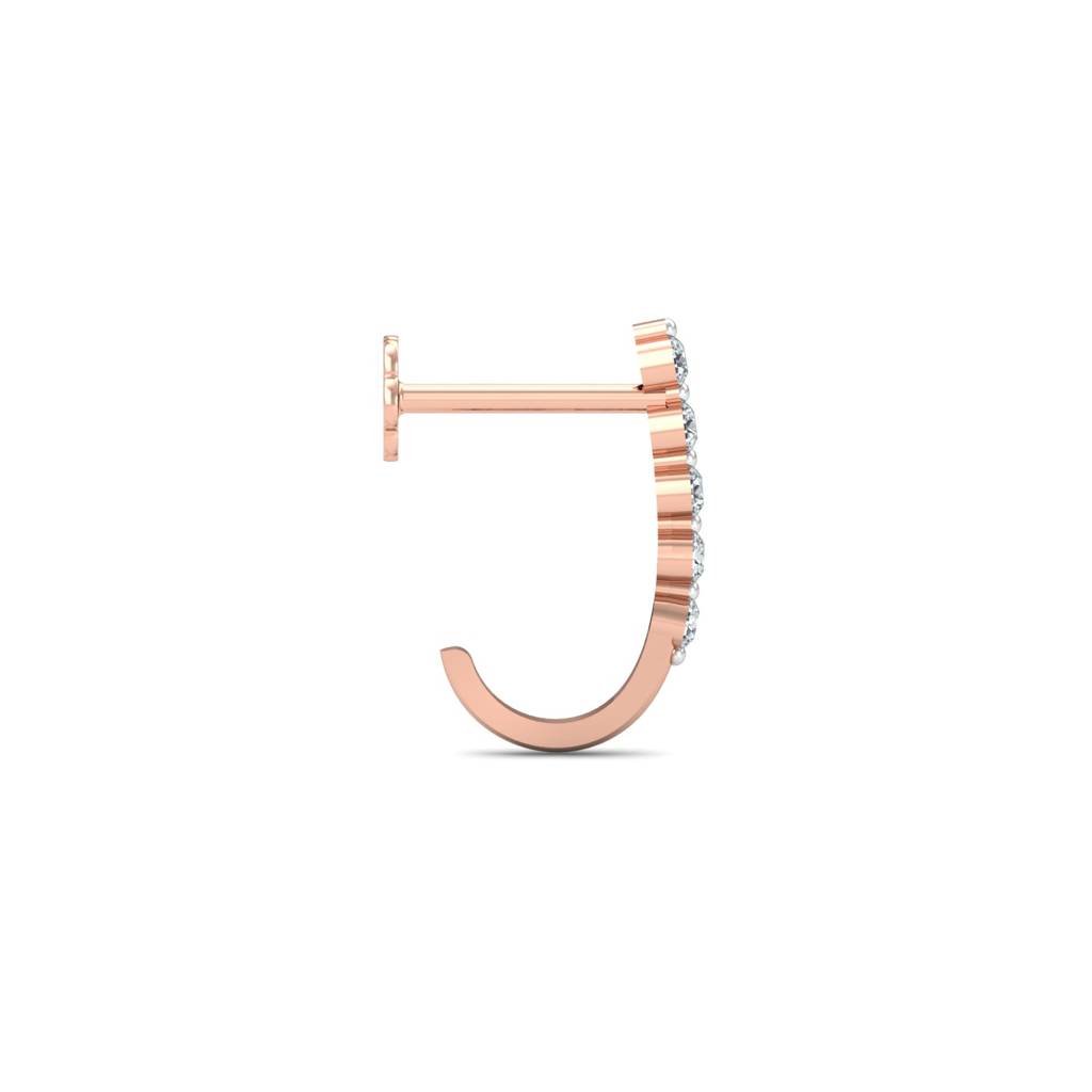 KuberBox 18K Rose Gold Aalamb J-shaped Nose Stud