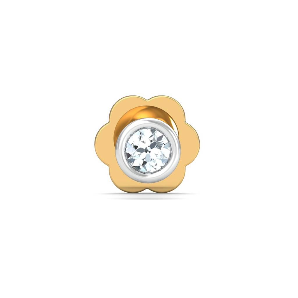 KuberBox 18K Yellow Gold Bezel 2 Cent Nose Stud
