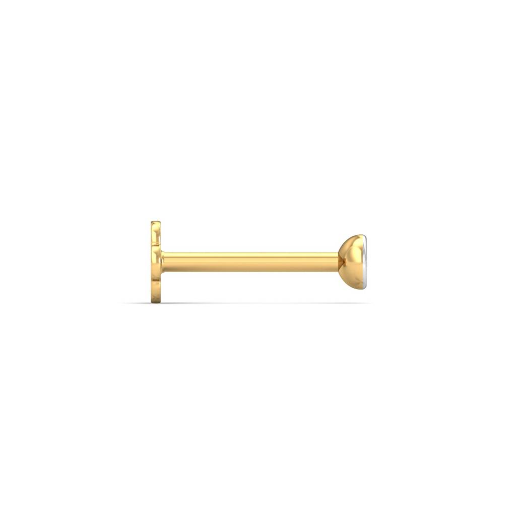 KuberBox 18K Yellow Gold Bezel 2 Cent Nose Stud