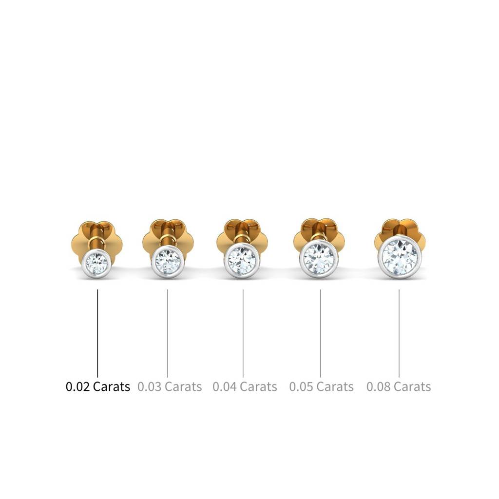 KuberBox 18K Yellow Gold Bezel 2 Cent Nose Stud