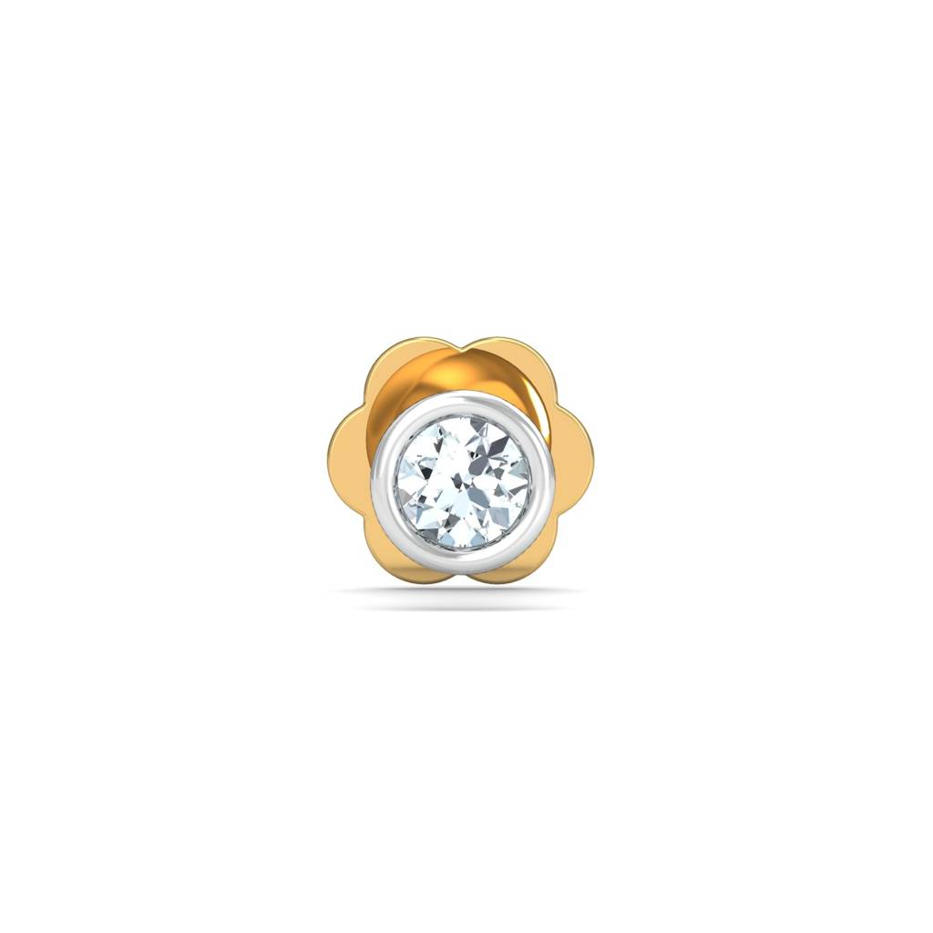 KuberBox 18K Yellow Gold Bezel 3 Cent Nose Stud
