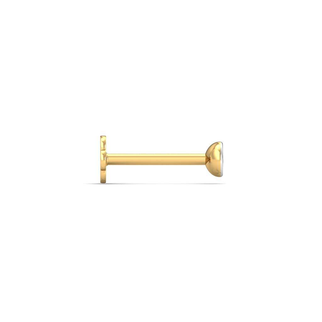 KuberBox 18K Yellow Gold Bezel 3 Cent Nose Stud