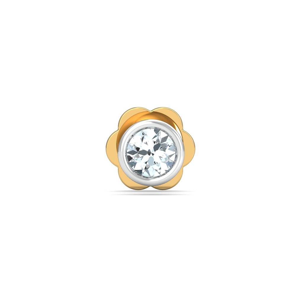 KuberBox 18K Yellow Gold Bezel 4 Cent Nose Stud