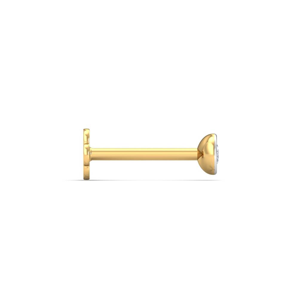 KuberBox 18K Yellow Gold Bezel 4 Cent Nose Stud