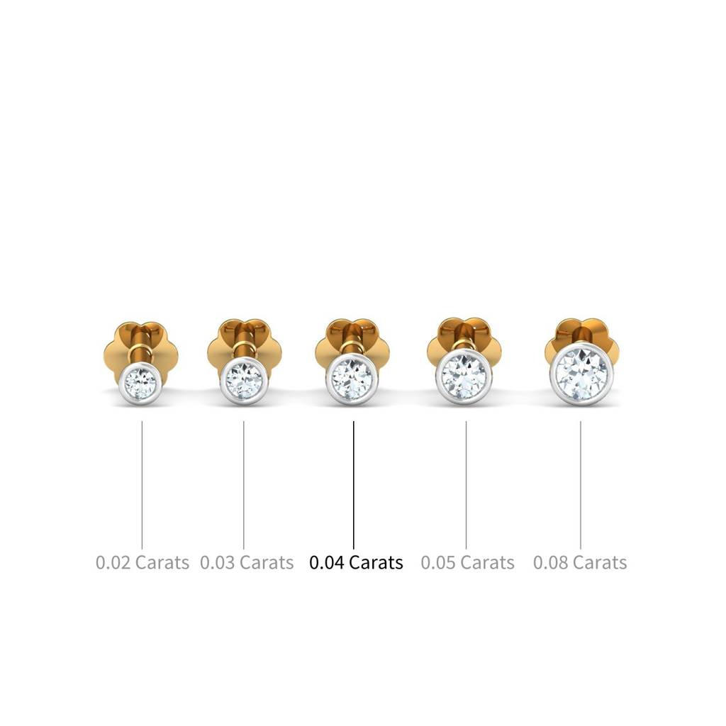 KuberBox 18K Yellow Gold Bezel 4 Cent Nose Stud