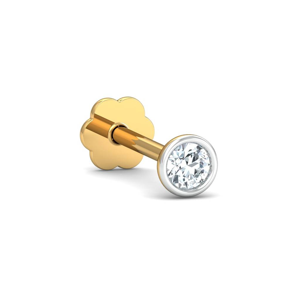 KuberBox 18K Yellow Gold Bezel 5 Cent Nose Stud